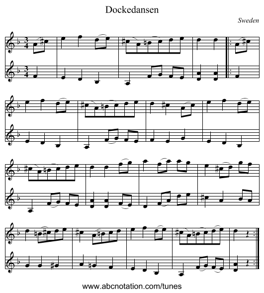 Dockedansen - staff notation