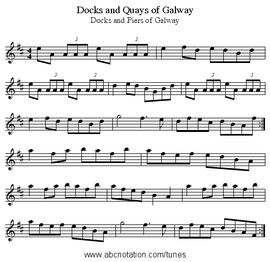 Docks and Quays of Galway - staff notation