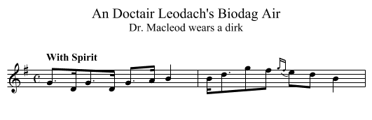 Doctair Leodach's Biodag Air, An - staff notation