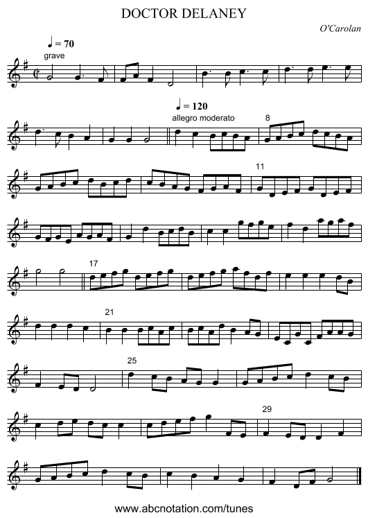 DOCTOR DELANEY - staff notation