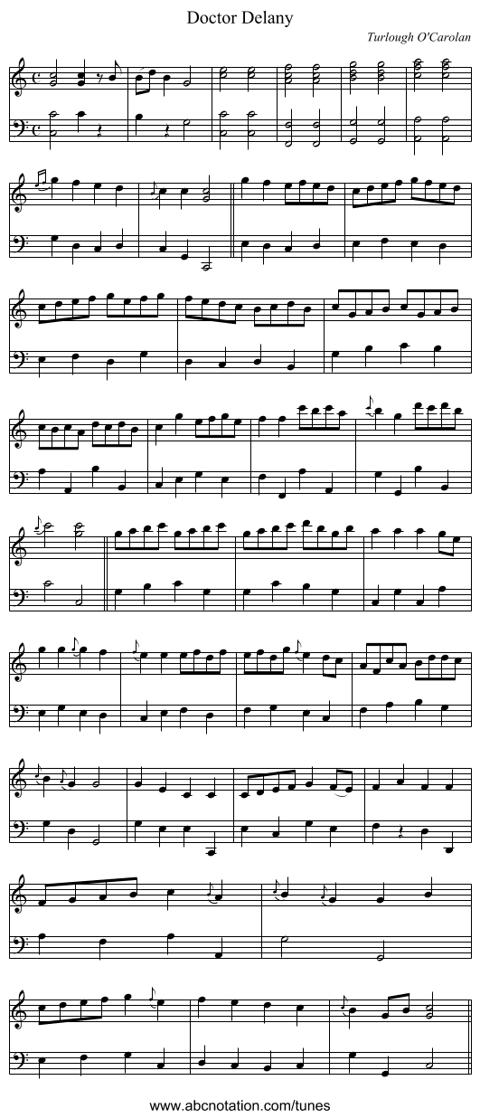 Doctor Delany - staff notation