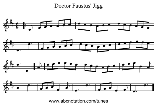 Doctor Faustus' Jigg - staff notation