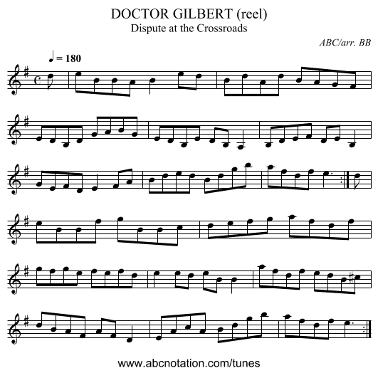 DOCTOR GILBERT (reel) - staff notation