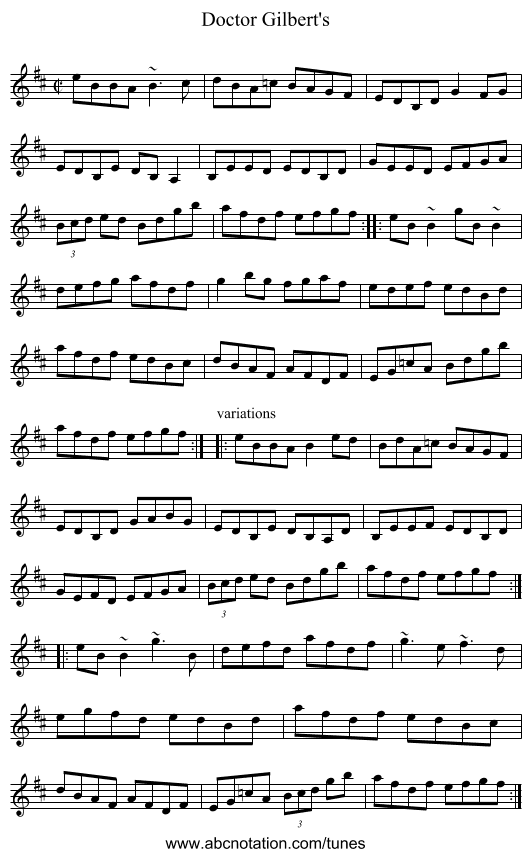 Doctor Gilbert's - staff notation