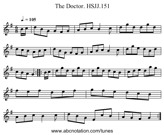 Doctor. HSJJ.151, The - staff notation