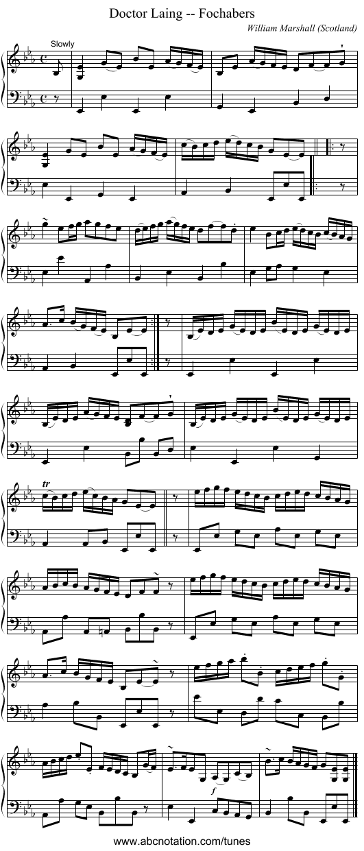 Doctor Laing -- Fochabers - staff notation
