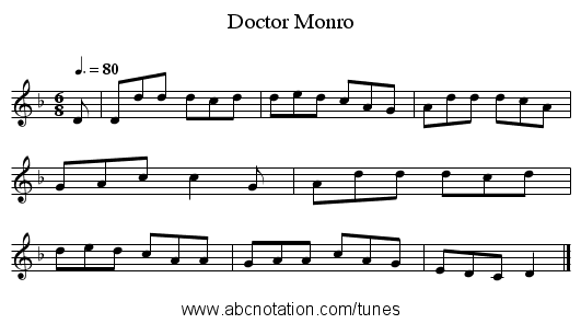 Doctor Monro - staff notation