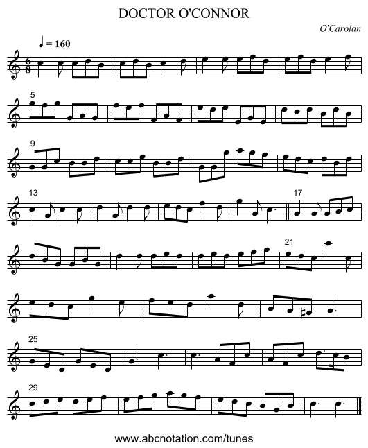 DOCTOR O'CONNOR - staff notation