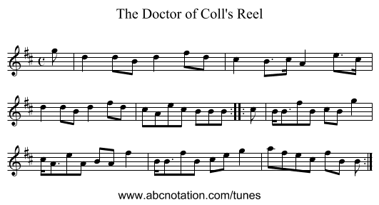 Doctor of Coll's Reel, The - staff notation