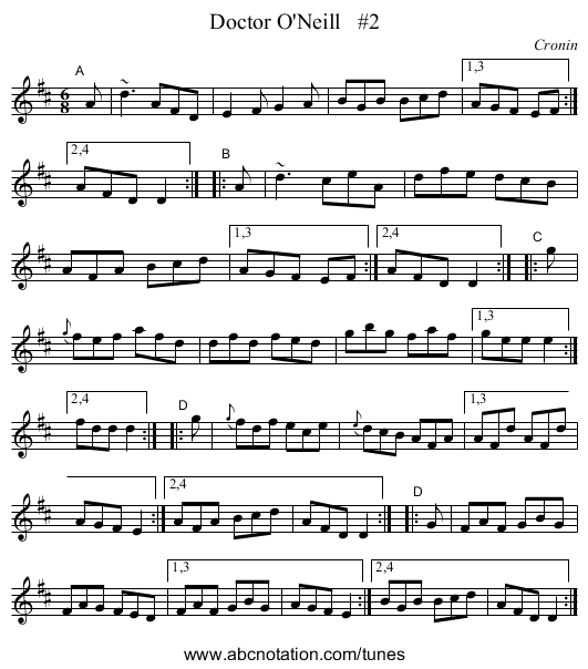 Doctor O'Neill #2 - staff notation