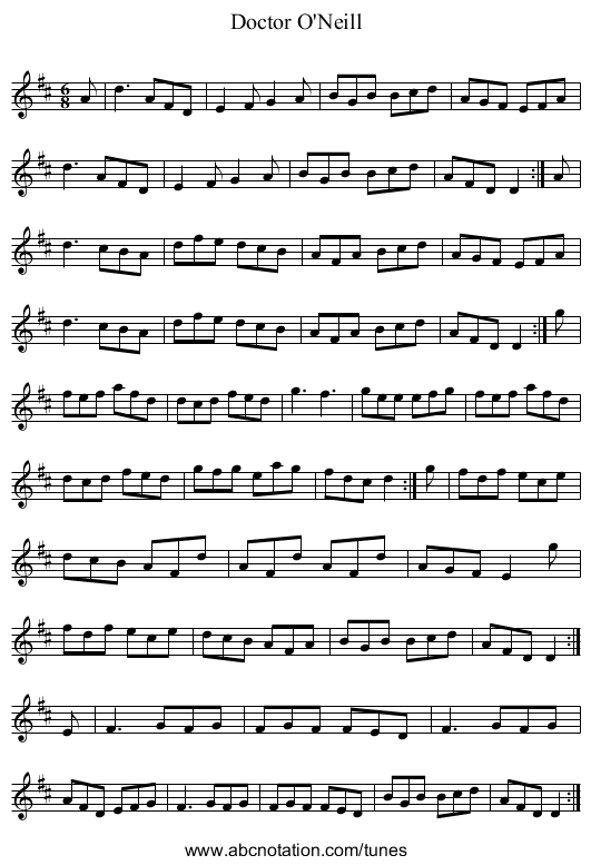 Doctor O'Neill - staff notation