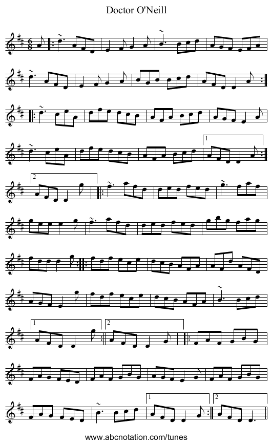 Doctor O'Neill - staff notation