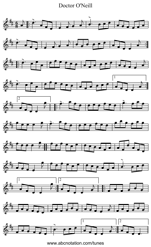 Doctor O'Neill - staff notation