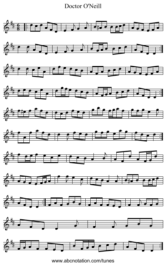 Doctor O'Neill - staff notation