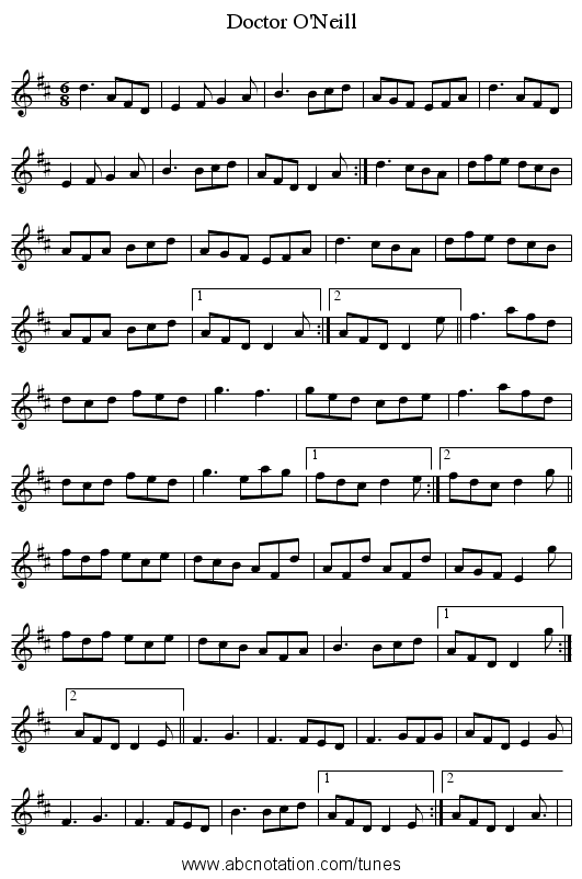 Doctor O'Neill - staff notation