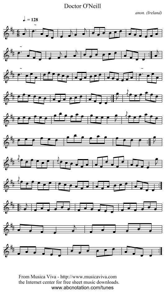 Doctor O'Neill - staff notation