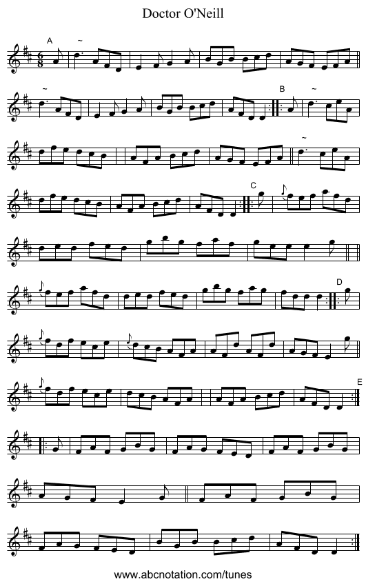 Doctor O'Neill - staff notation