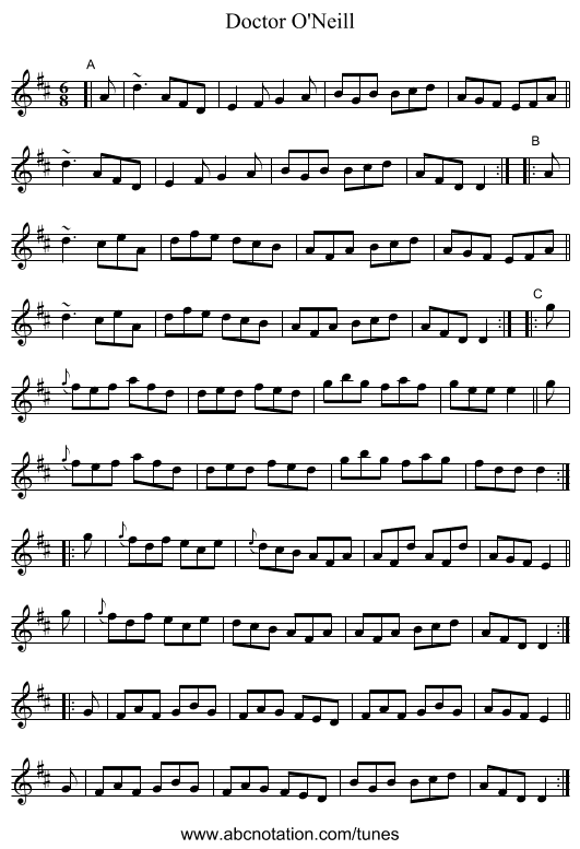 Doctor O'Neill - staff notation