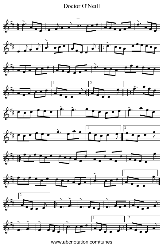 Doctor O'Neill - staff notation