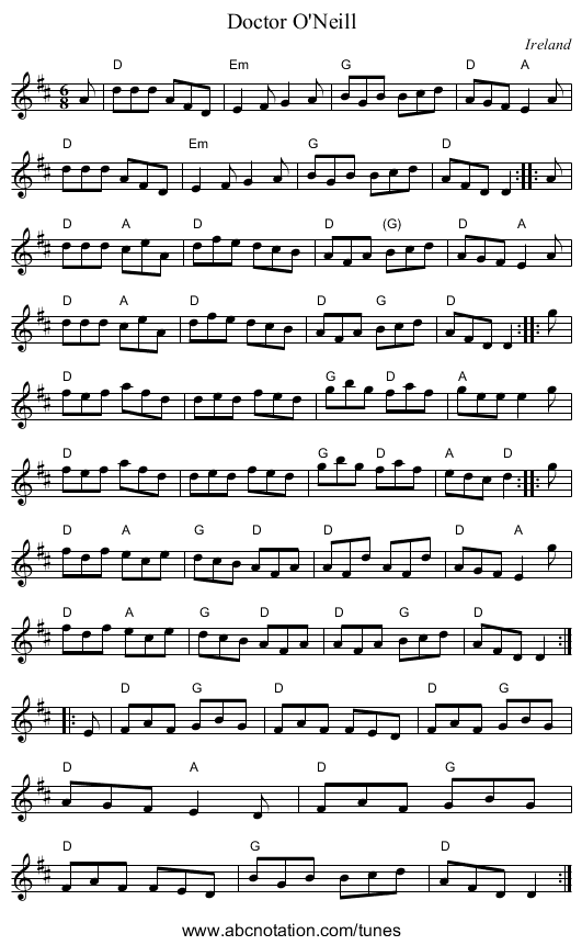 Doctor O'Neill - staff notation