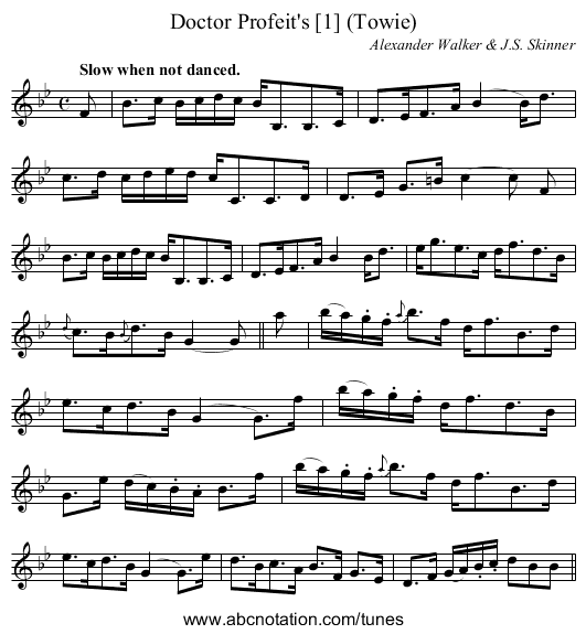 Doctor Profeit's [1] (Towie) - staff notation