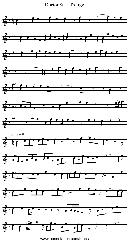 Doctor Sa__ll's Jigg - staff notation