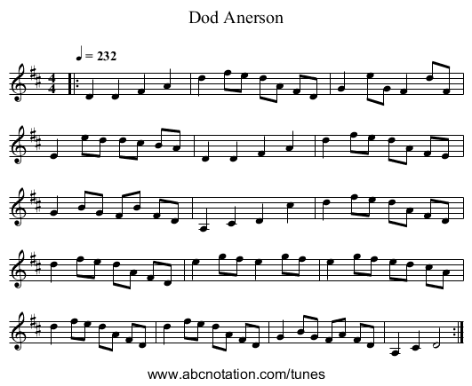 Dod Anerson - staff notation