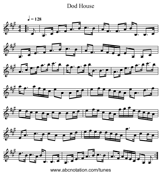 Dod House - staff notation