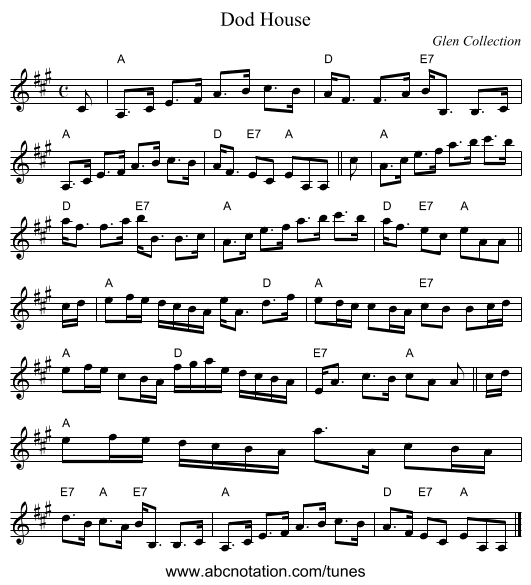 Dod House - staff notation