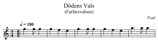 D&ouml;dens Vals - staff notation