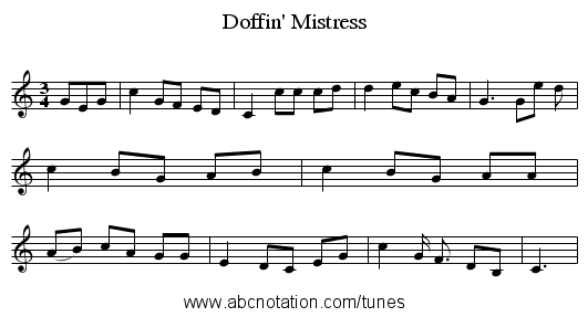 Doffin' Mistress - staff notation