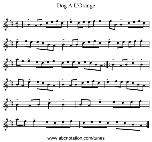 Dog A L'Orange - staff notation