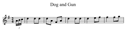 Dog and Gun - staff notation