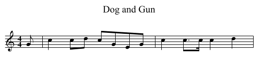 Dog and Gun - staff notation