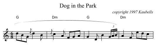 Dog in the Park - staff notation
