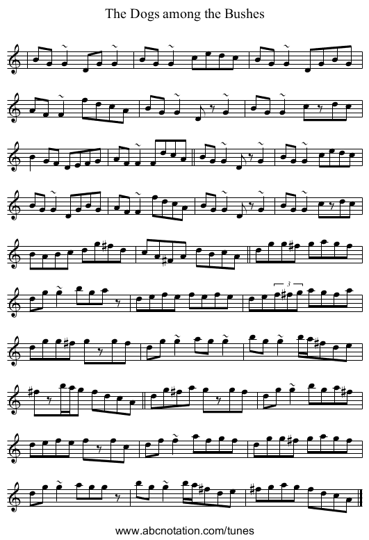 Dogs among the Bushes, The - staff notation