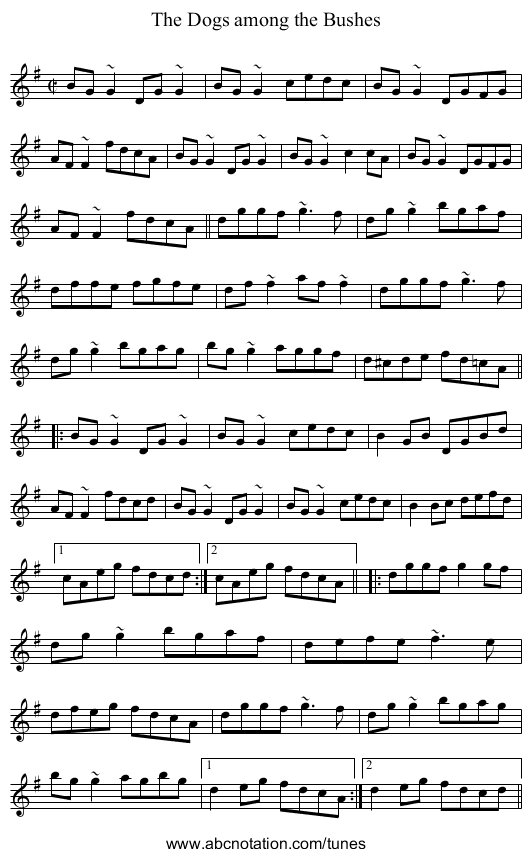 Dogs among the Bushes, The - staff notation