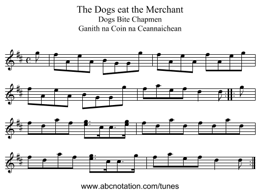 Dogs eat the Merchant, The - staff notation