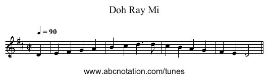 Doh Ray Mi - staff notation
