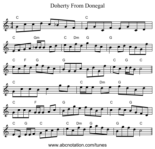 Doherty From Donegal - staff notation