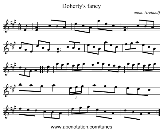 Doherty's fancy - staff notation