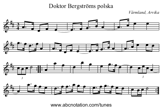 Doktor Bergstr&ouml;ms polska - staff notation