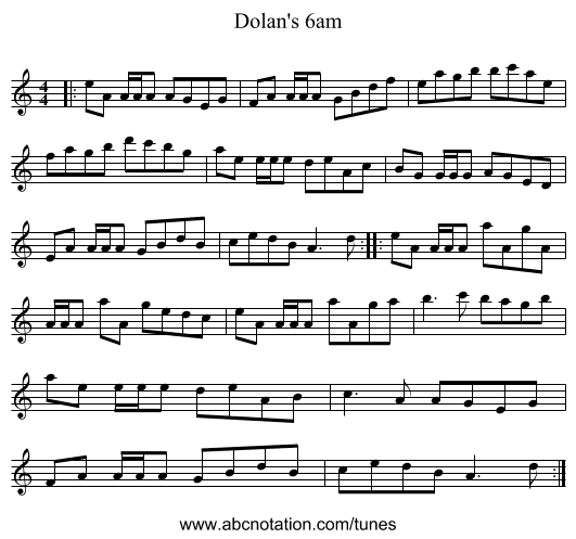 Dolan's 6am - staff notation
