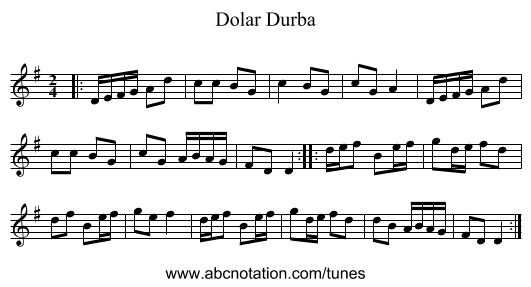 Dolar Durba - staff notation