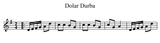 Dolar Durba - staff notation