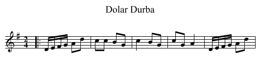 Dolar Durba - staff notation