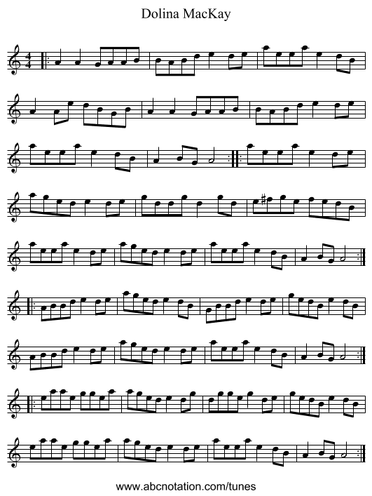 Dolina MacKay - staff notation