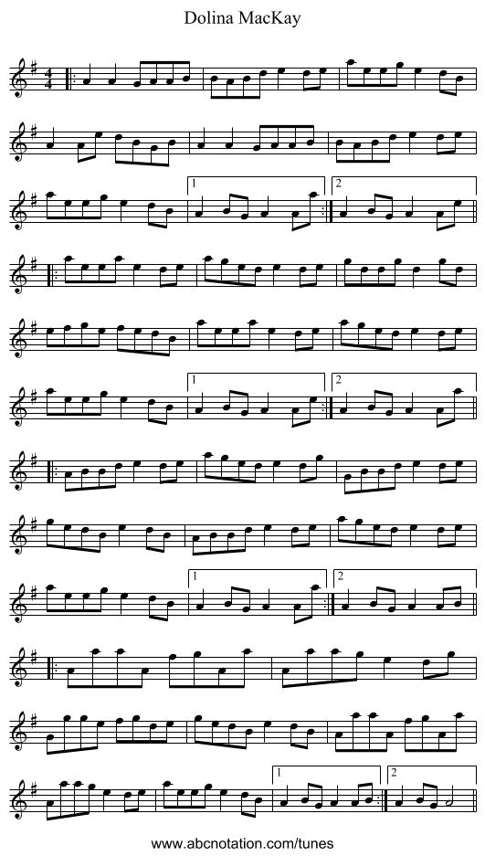 Dolina MacKay - staff notation