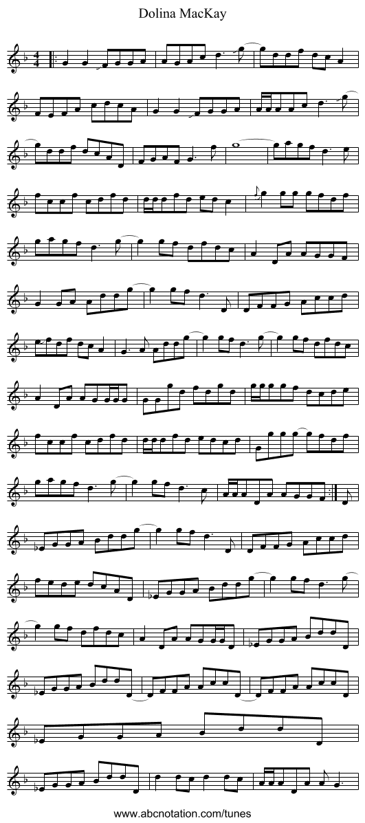 Dolina MacKay - staff notation