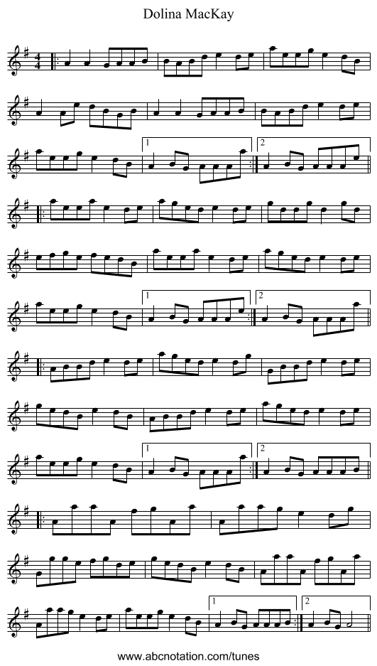 Dolina MacKay - staff notation
